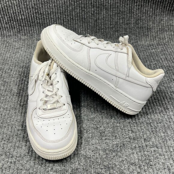 Nike Air Force 1 Kids 6Y White on White Leather Sneakers Low-Top Lace-Up Shoes - Picture 8 of 16